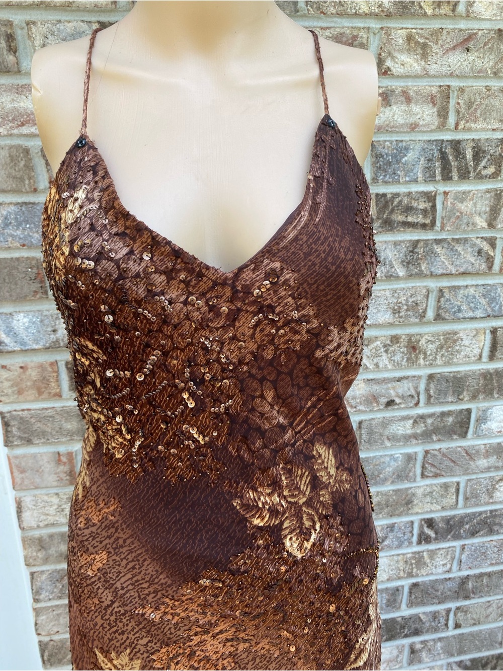Rare Vintage Y2K Shaina June Beaded Silk Burnout Fairy Prom Dress - Picture 11 of 16